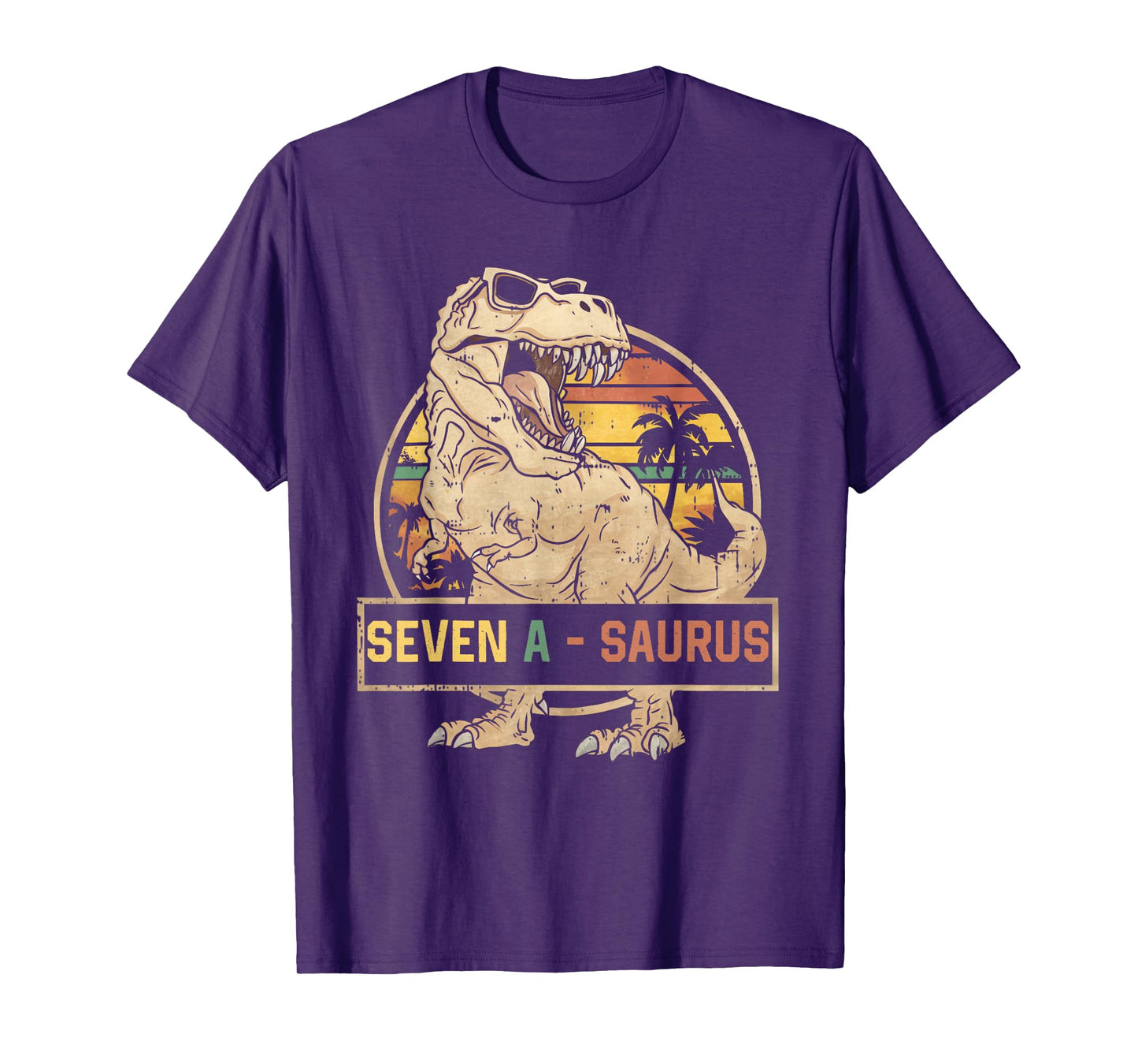 Seven a Saurus Birthday T Rex 7 Year Old Dino 7th Dinosaur T-Shirt