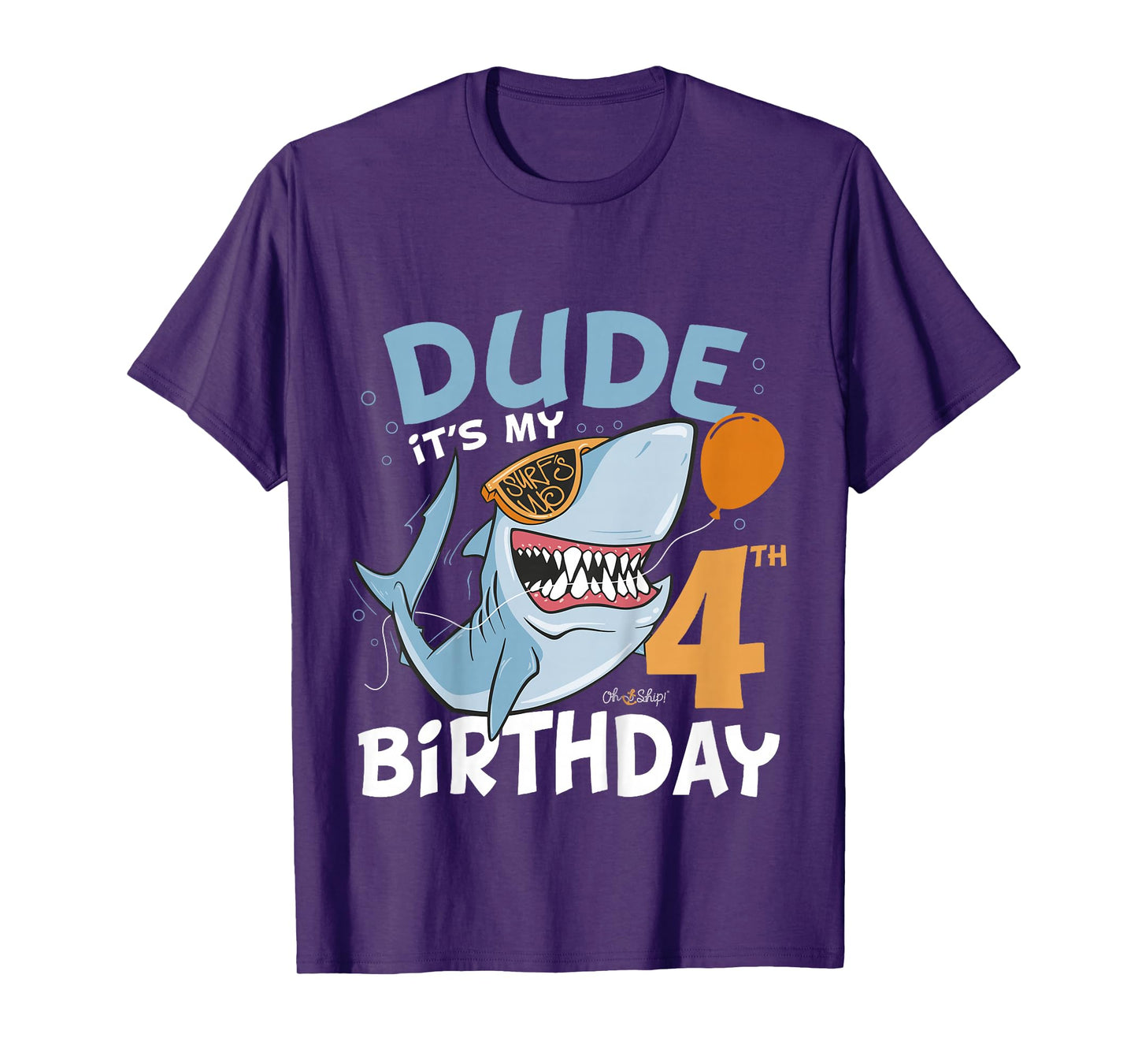 Kids Dude it's my 4th Birthday - 4th Shark Birthday Boy 4th T-Shirt