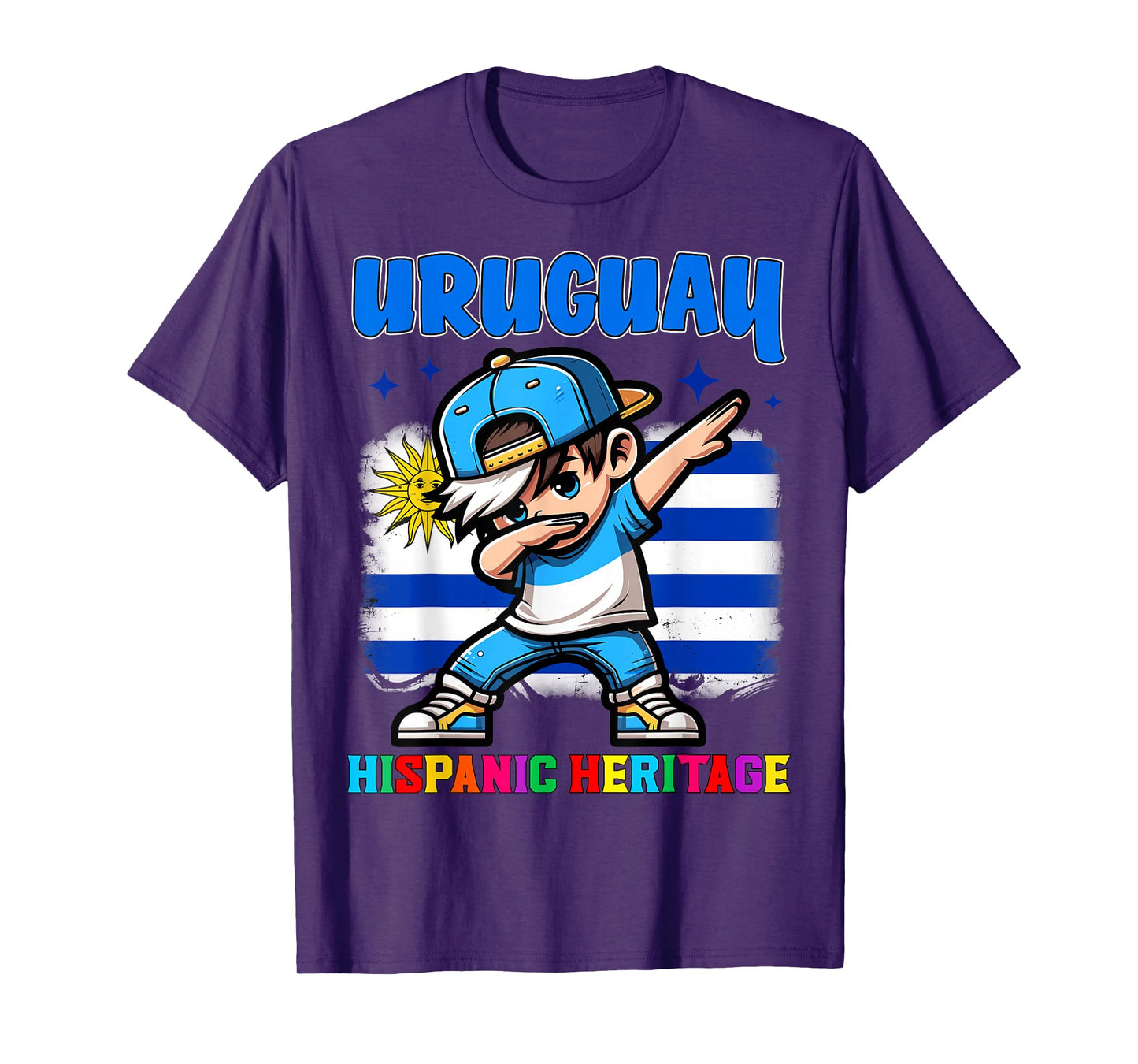 Uruguay Dabbing Kid Hispanic Heritage Celebration for Kids T-Shirt