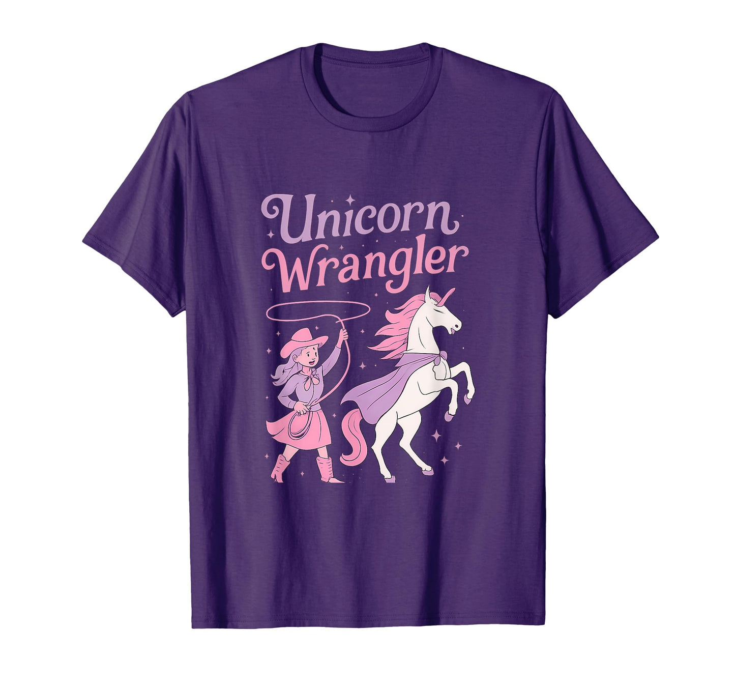 Unicorn Wrangler Cowgirl Magical Western Fantasy Art T-Shirt