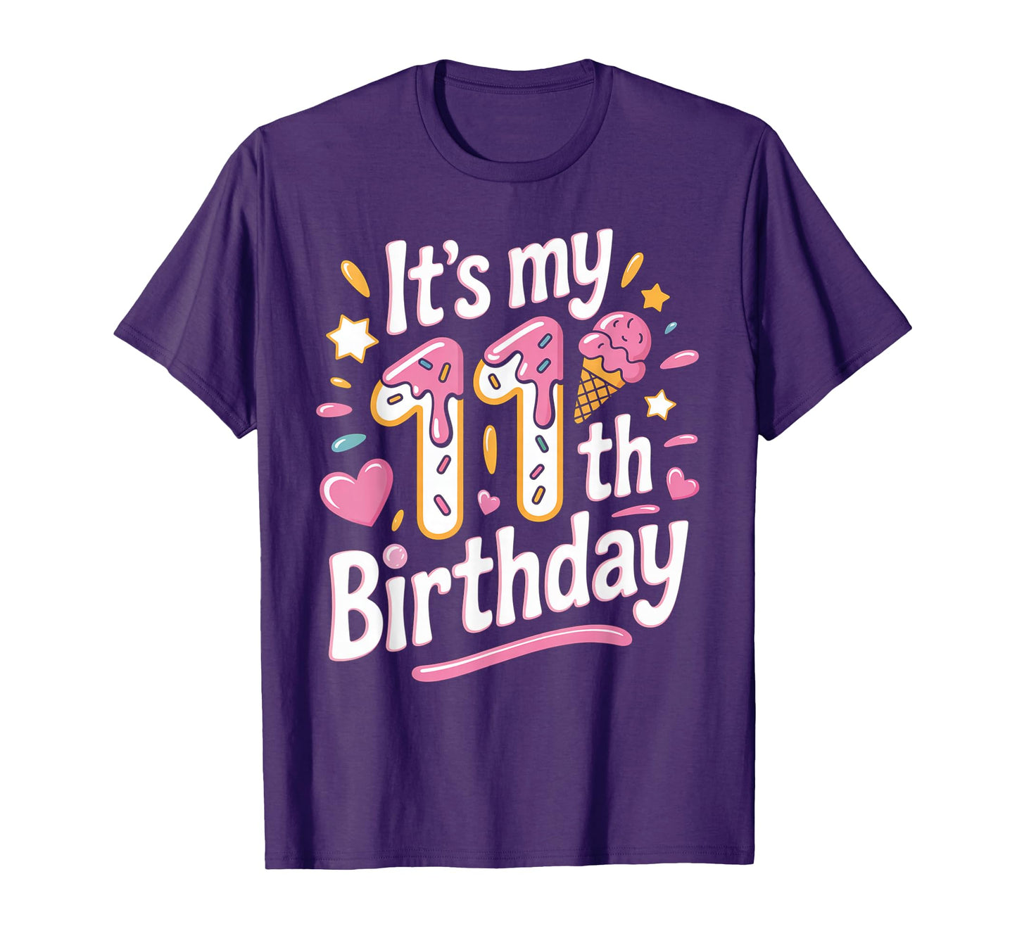 Ice Cream 11th Birthday For Girls 11 Year Old Birthday T-Shirt