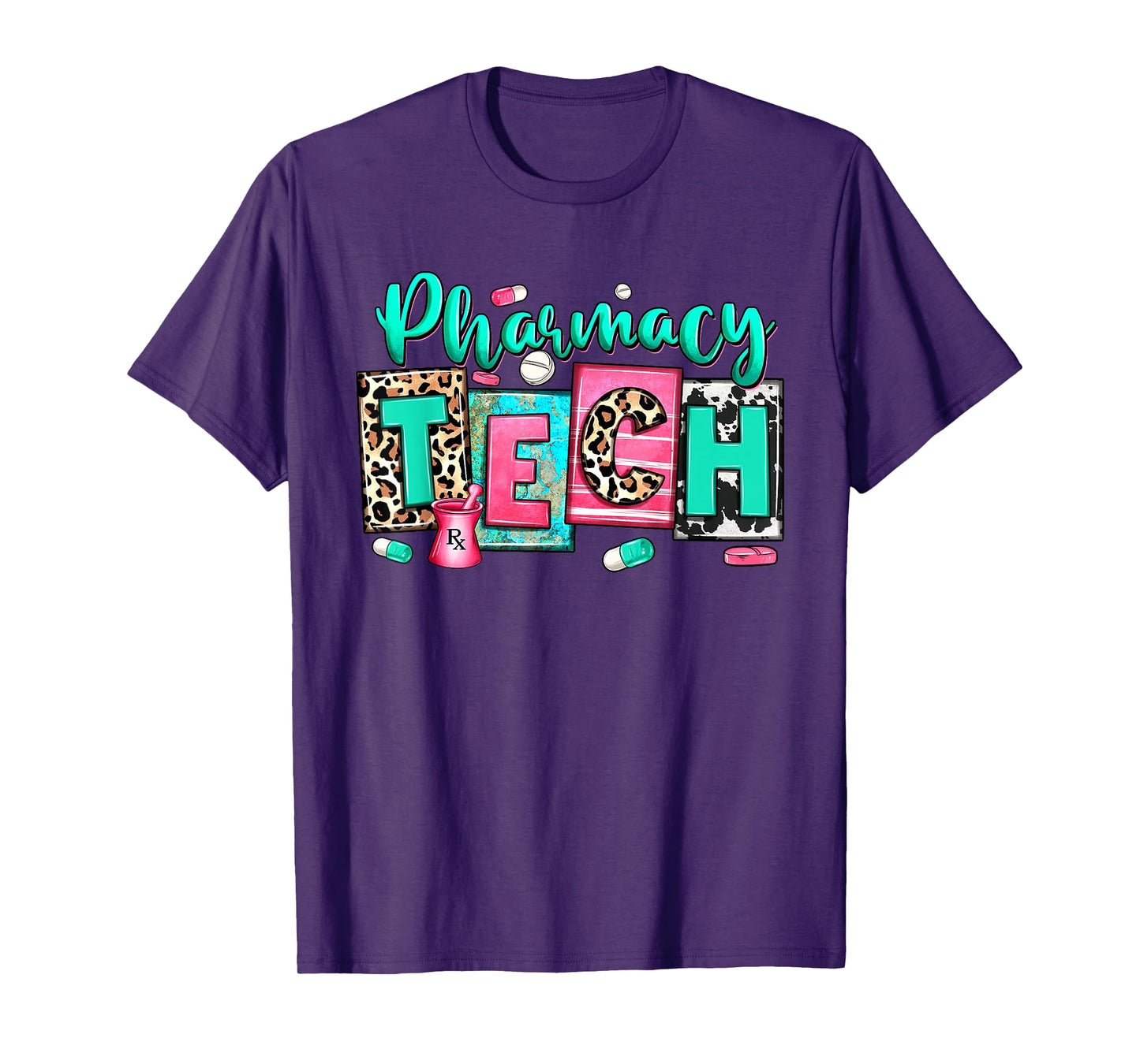 Women Pharmacy Tech Leopard Medical Pharmacy Technician Life T-Shirt