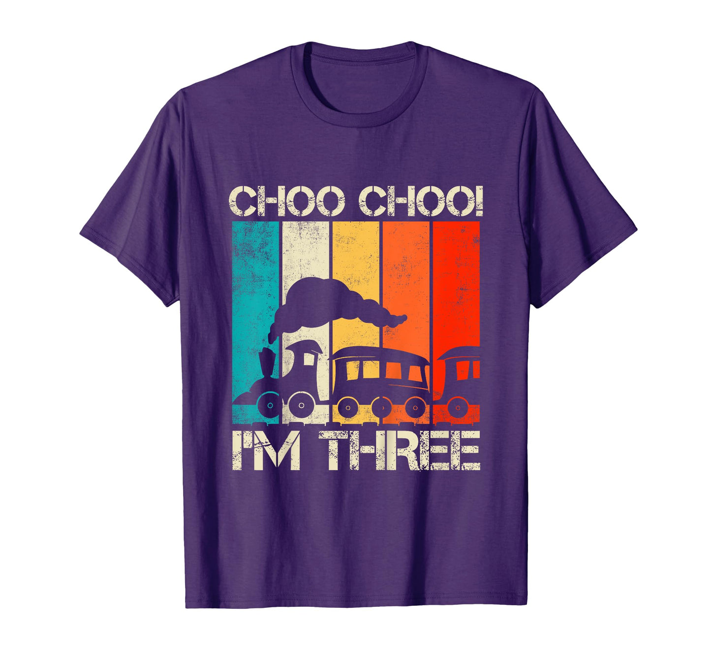 Kids Choo Choo Im Three Locomotive Train Boy 3rd Birthday Trains T-Shirt
