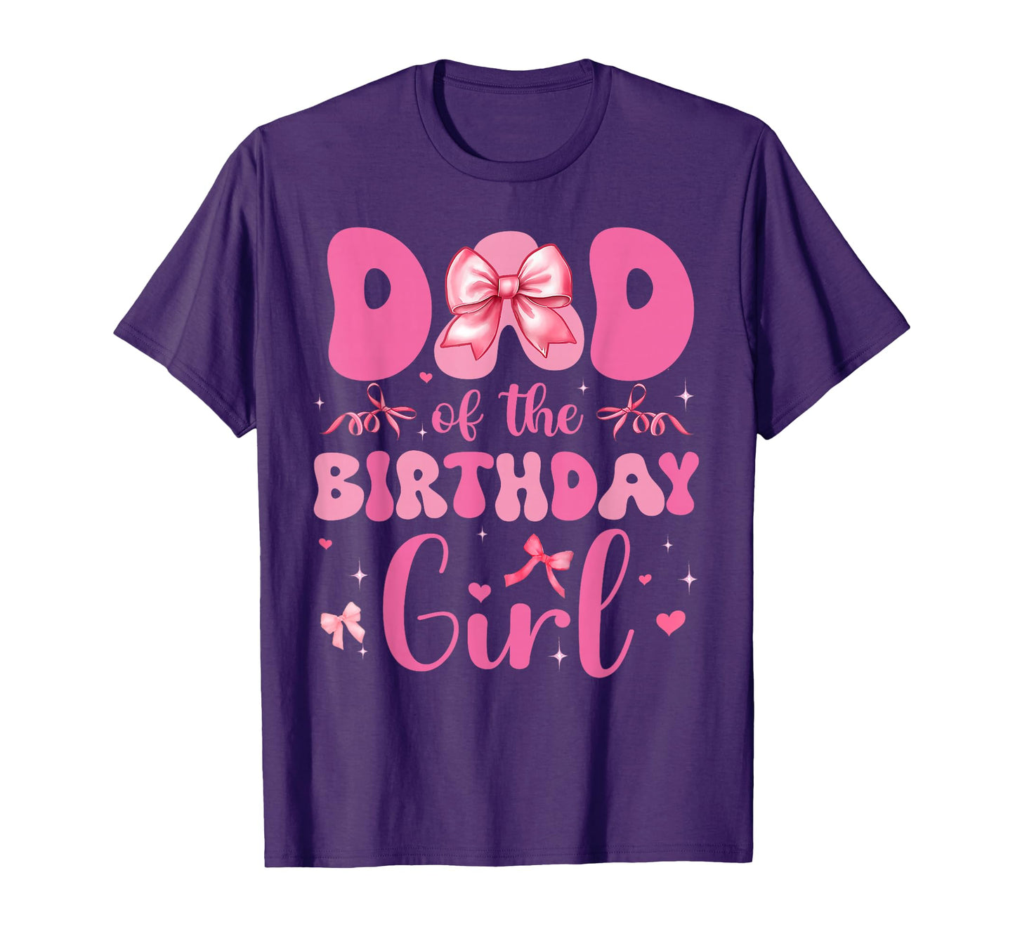 Dad Of The Birthday Girl Pink Coquette Bow Family Matching T-Shirt