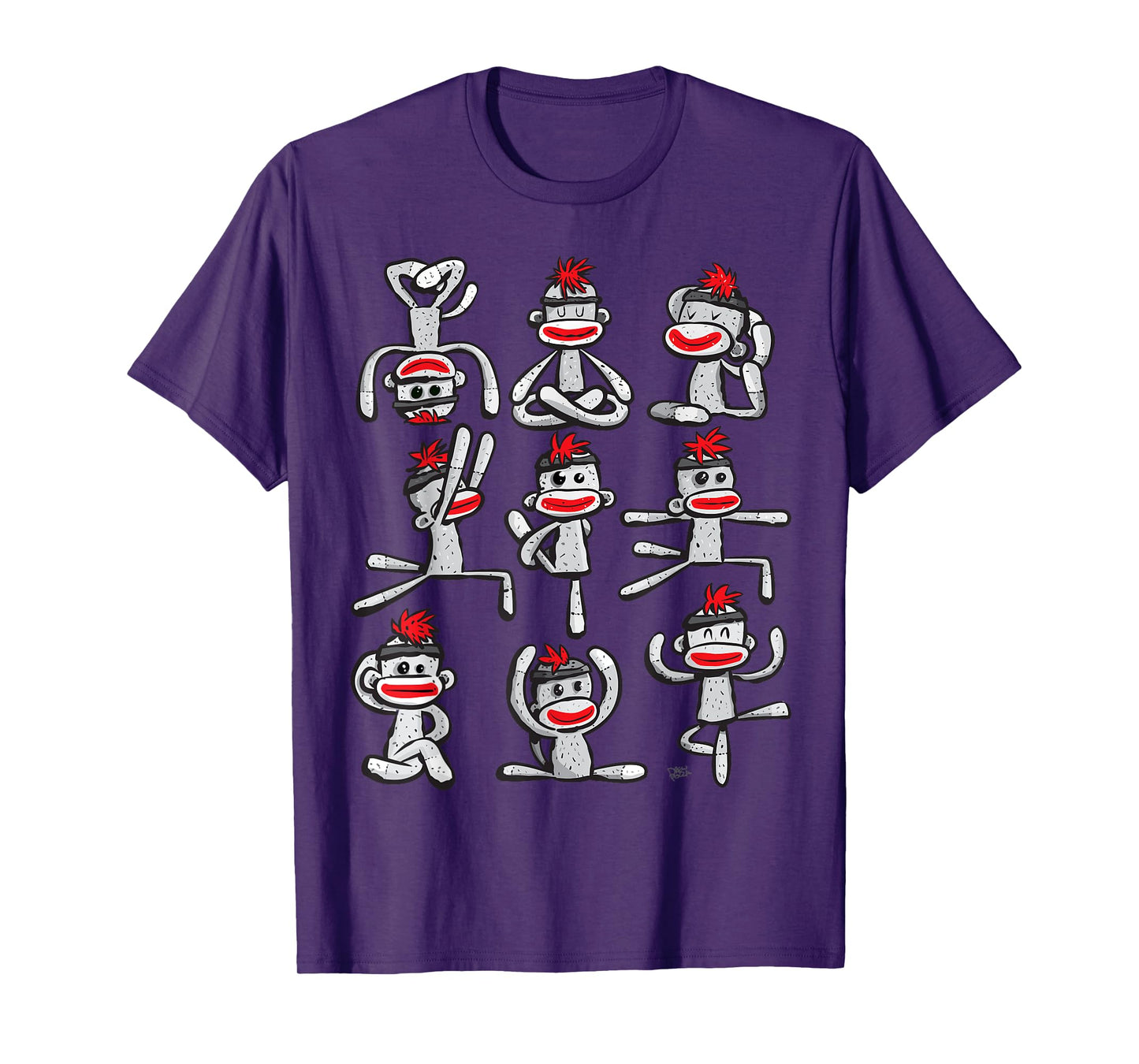 Yoga Pose Womens Asana Sock Monkey Cute Wellness T-Shirt