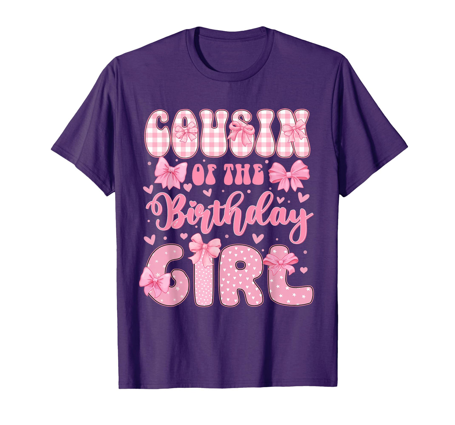 Cousin Of The Birthday Girl Family Pink Coquette Bow Bday T-Shirt