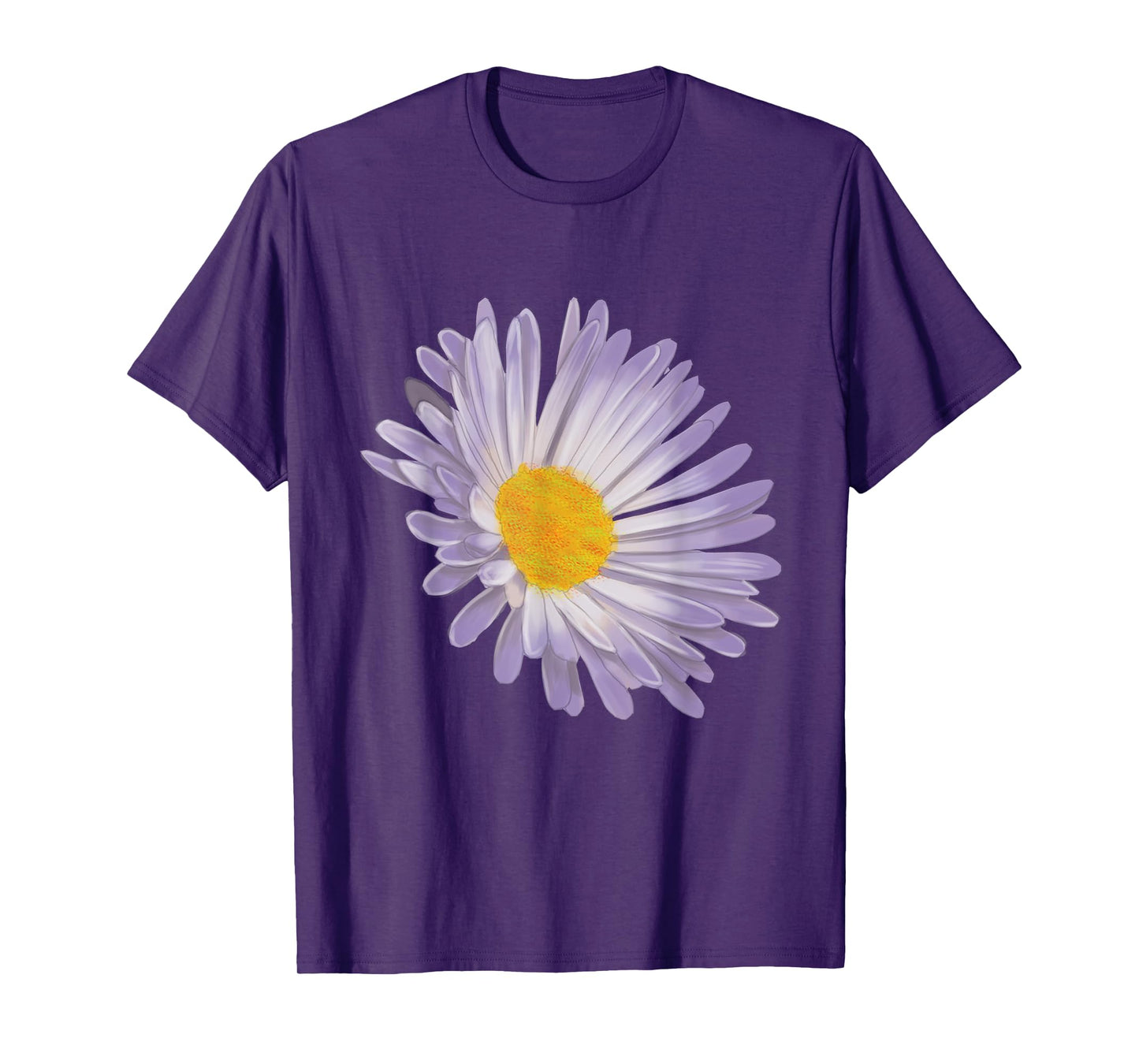 Purple Aster Flower, Handpainted Style Graphic Daisy T-Shirt T-Shirt