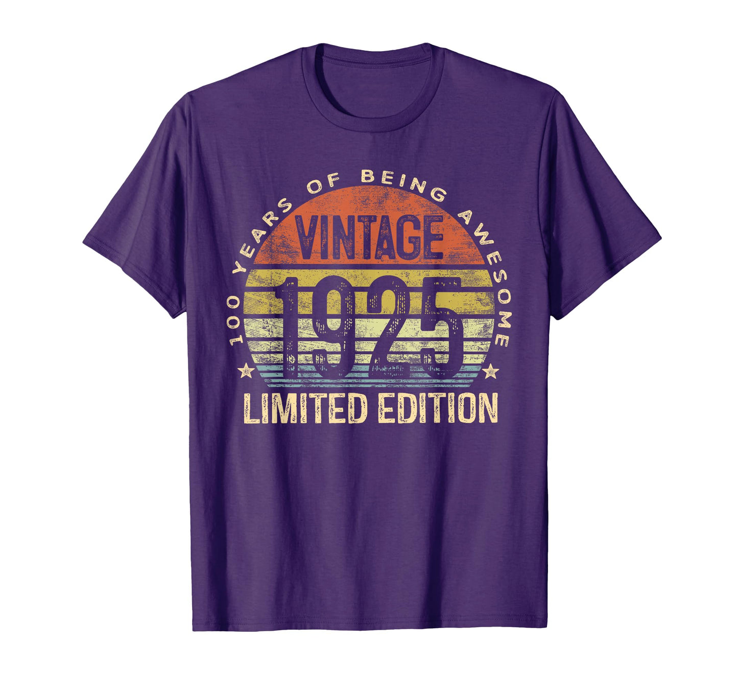 Vintage 1925 100th Birthday T-Shirt - Black, Unisex-Adults, Classic Fit, Short Sleeve, T-Shirt