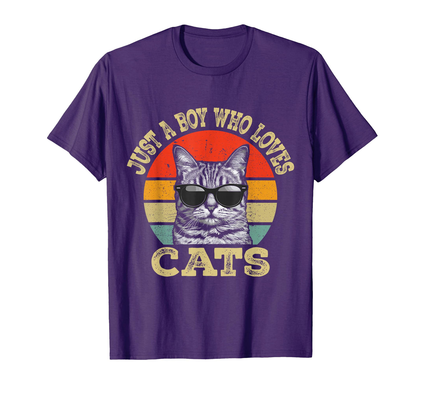 Vintage Just A Boy Who Loves Cats Boy Kid Cat Lover For Boys T-Shirt