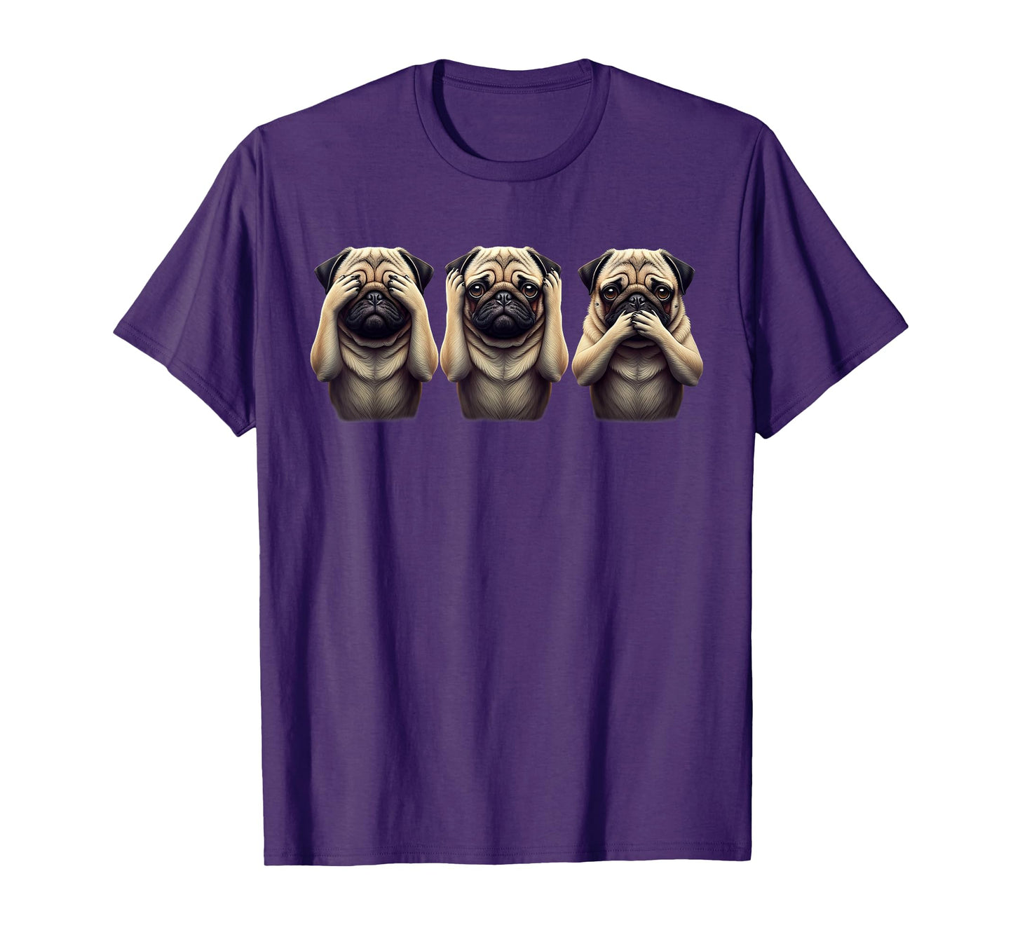 Cute See No Evil Hear No Evil Speak No Evil Three Pug T-Shirt