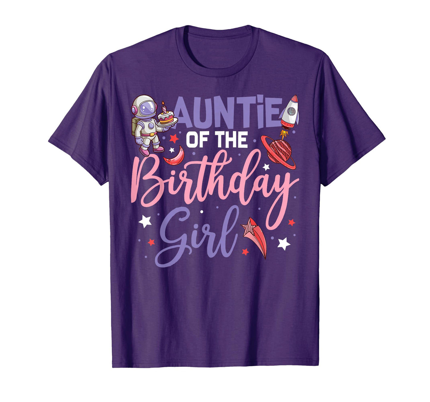 Two The Moon Auntie Of the Birthday Girl Astronaut Family T-Shirt