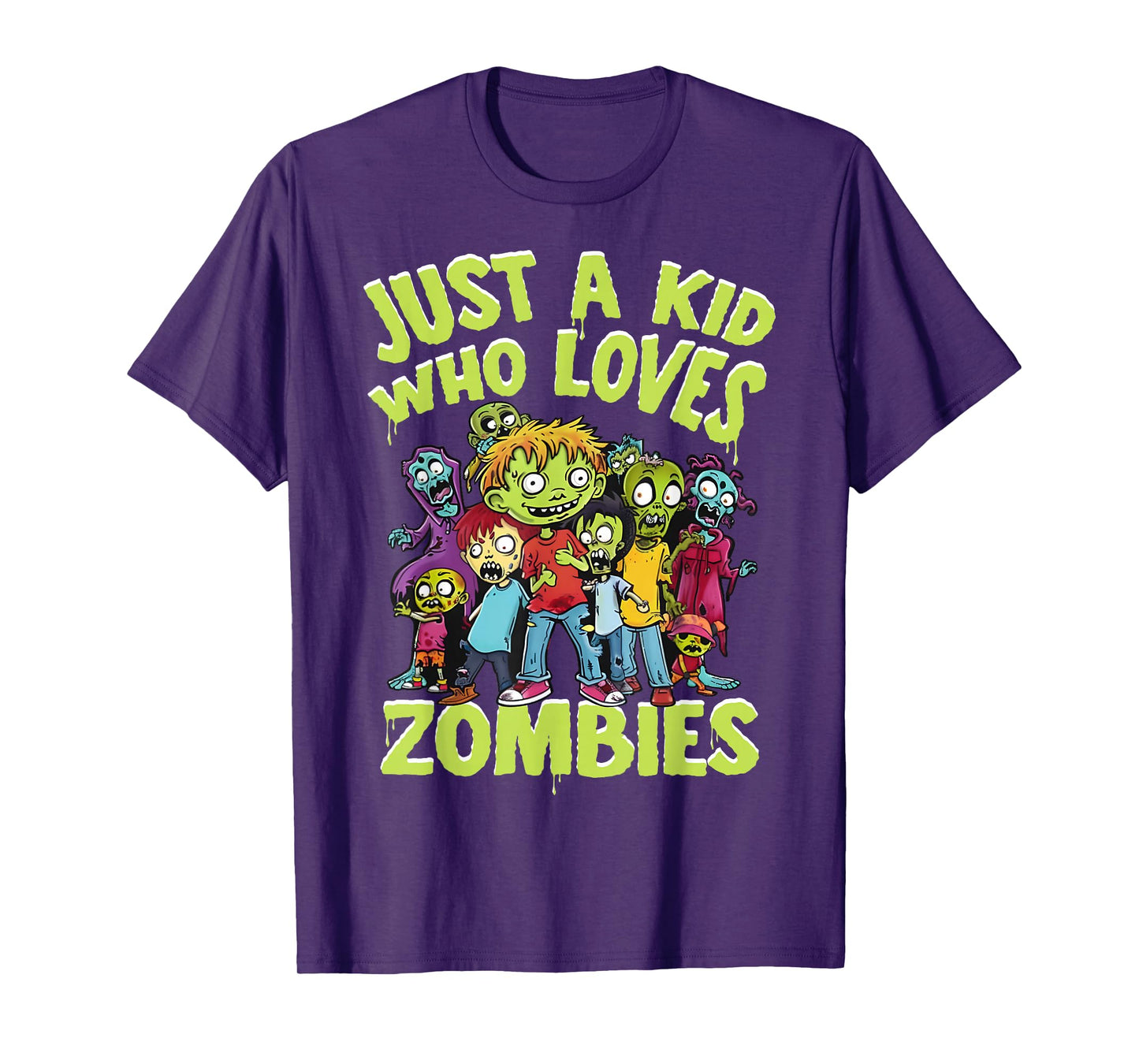 Halloween Zombie Funny Just A Kid Who Loves Zombies Kids T-Shirt