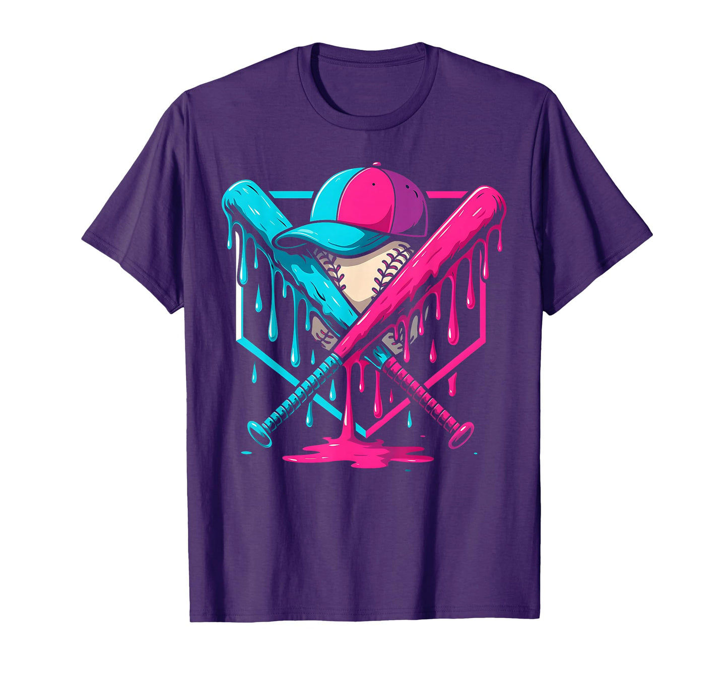 Baseball Ice Cream Drip Youth Home Plate Baseball Boys T-Shirt