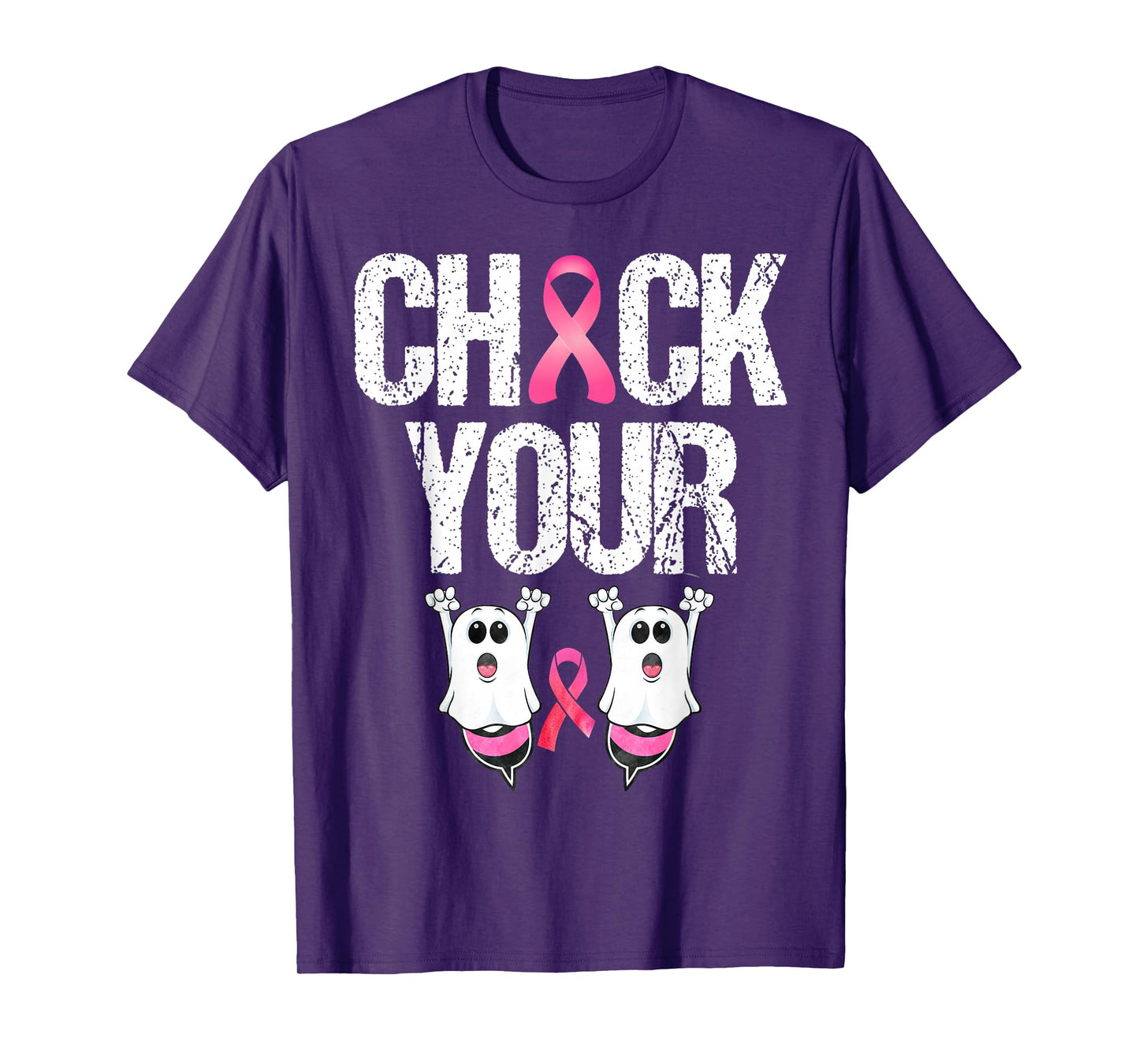 Check Your Boo Bee Funny Ghost Halloween Cancer Breast Pink T-Shirt