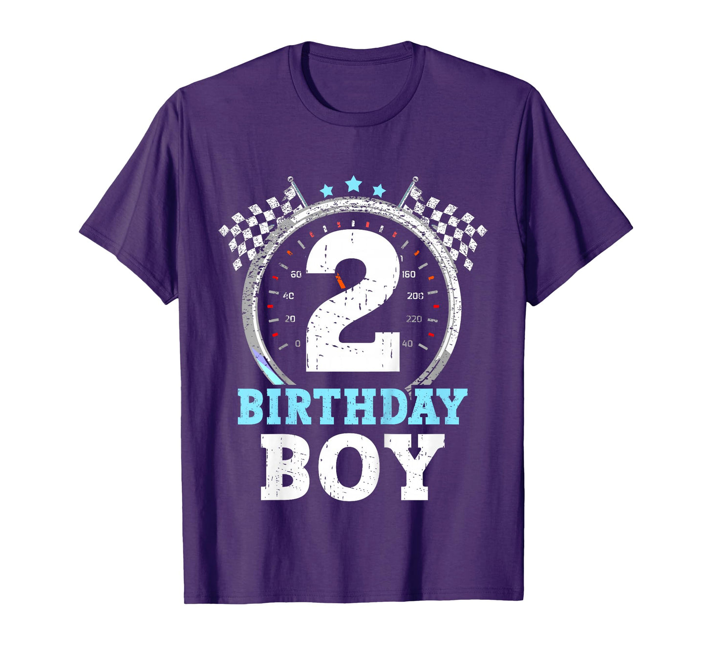 Kids 2nd Birthday Boy 2 Second Race Car Birthday Racing Car Flag T-Shirt