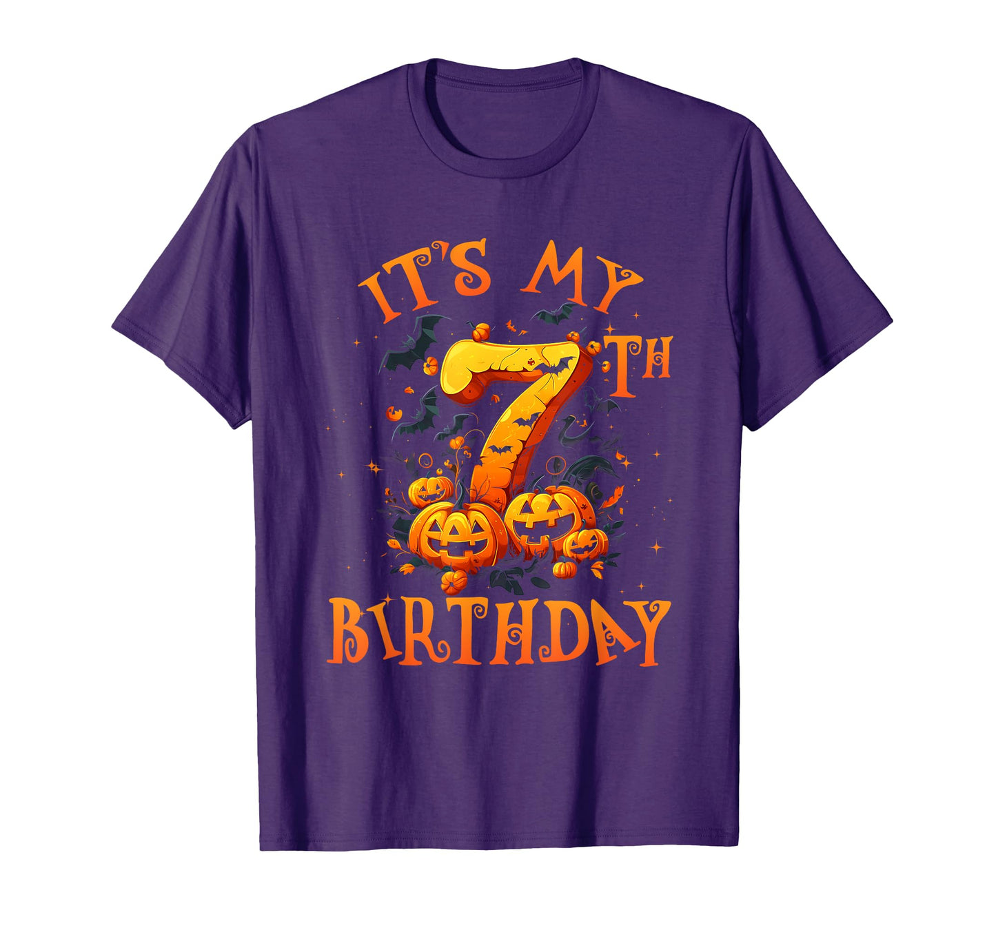 Boo It's My 7th Birthday Halloween Pumpkin 7 Years Old T-Shirt