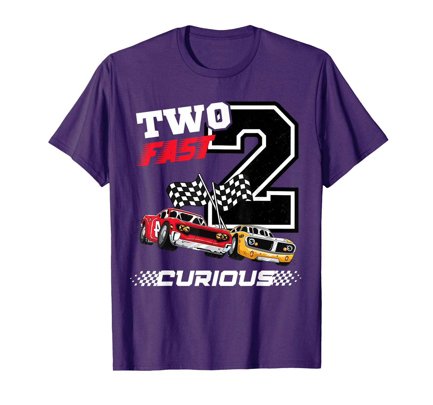 Kids Two Fast 2 Curious racing car 2nd Birthday boy gifts T-Shirt