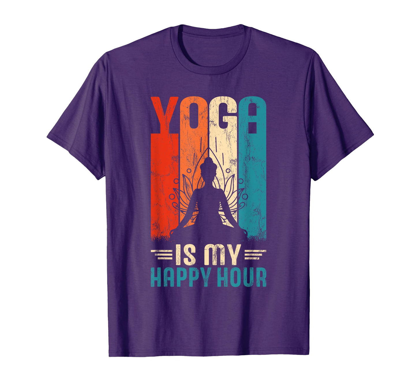 Retro Yoga Graphic Funny Saying Yoga Is My Happy Hour T-Shirt