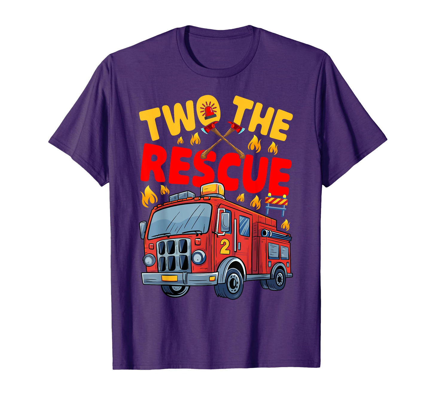 Two The Rescue Firetruck 2 Yr old boy 2nd Birthday Party T-Shirt