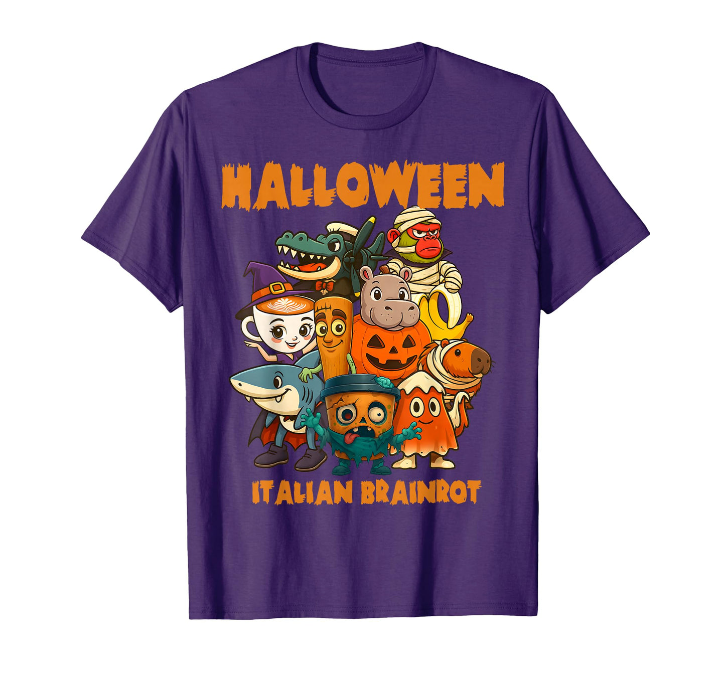 Italian Brainrot Characters Halloween Themes Costume Party T-Shirt