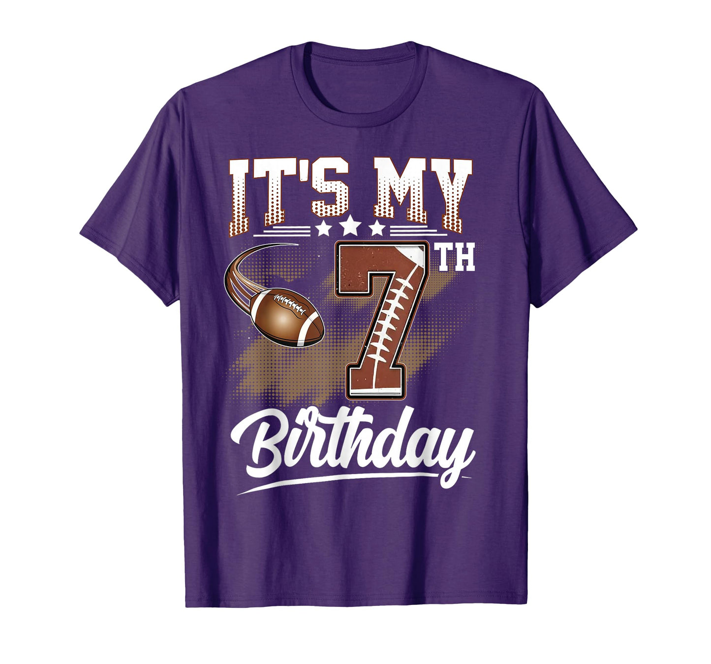 Kids 7 Year Old It's My 7th Birthday Football Themed Party T-Shirt