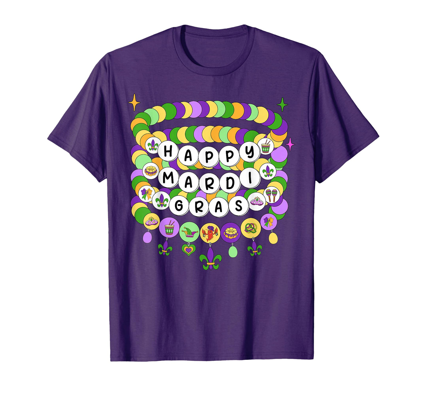Mardi Gras Friendship Bracelet Mardi Gras Beads Kids Girls T-Shirt