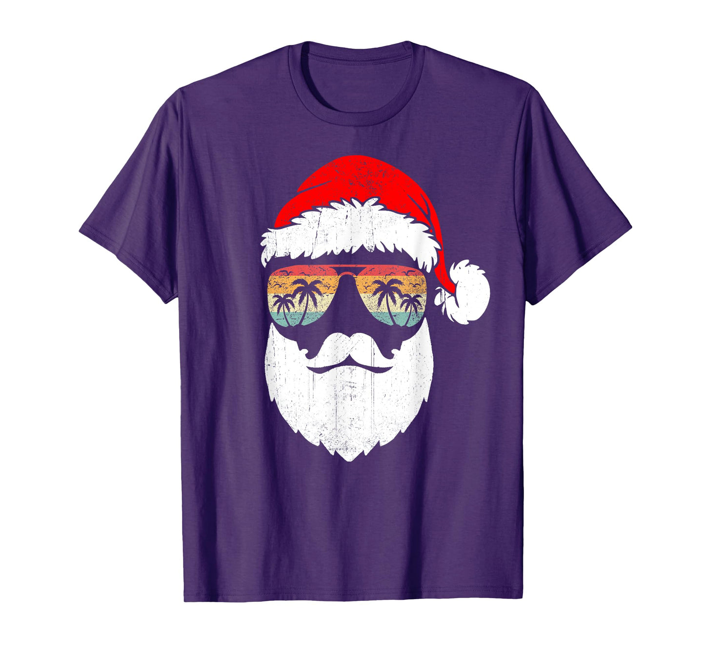 Santa Face Retro Sunglasses Hawaiian Christmas Xmas Tropical T-Shirt