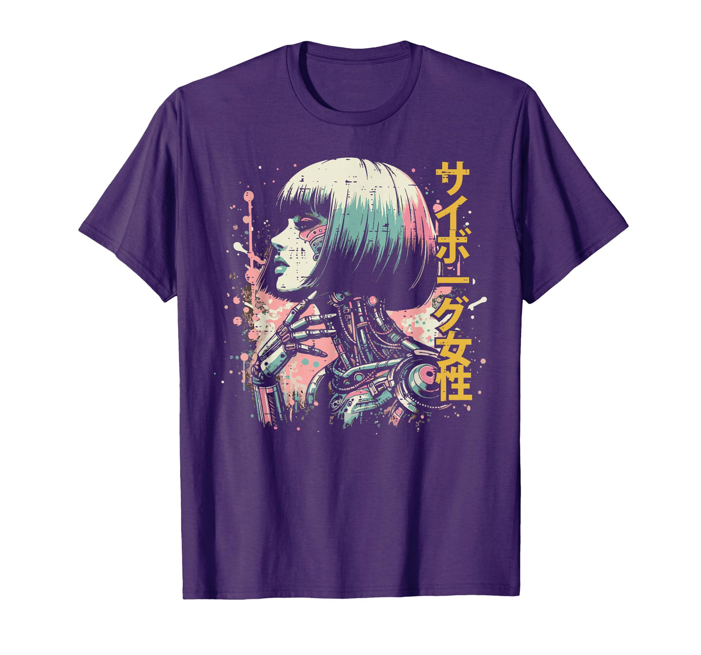 Japanese Cyborg Woman Cyberpunk Art Women Girls Kids Men T-Shirt