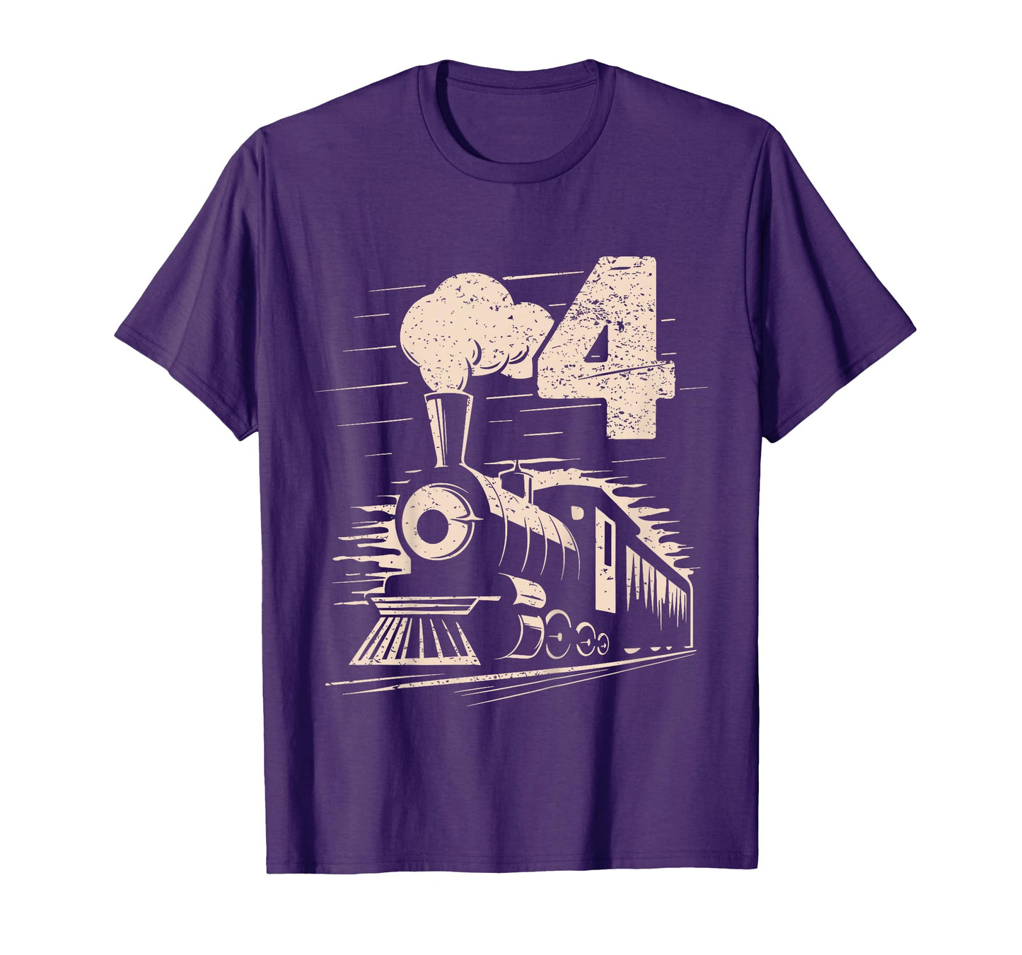 Funny Vintage 4th Train Birthday Boy Girl 4 Year Old T-Shirt