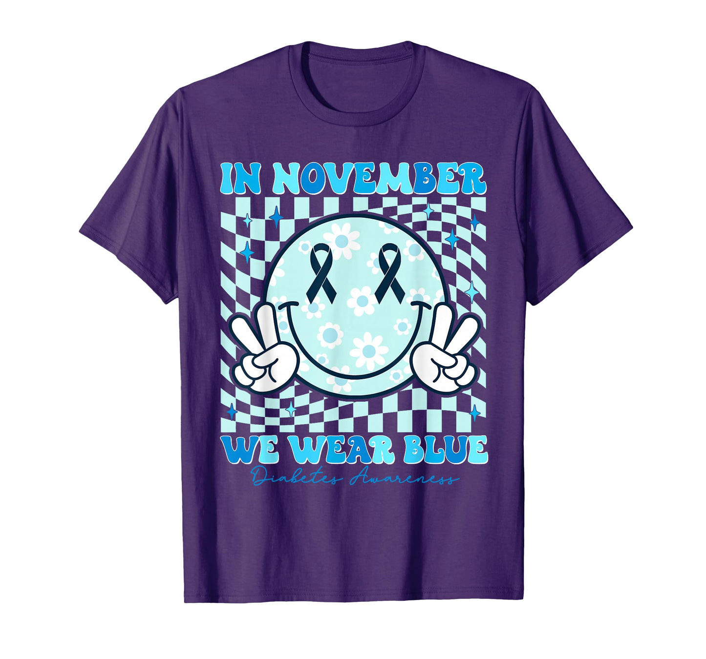 In November We Wear Ribbon Blue Diabetes Awareness Woman Men T-Shirt