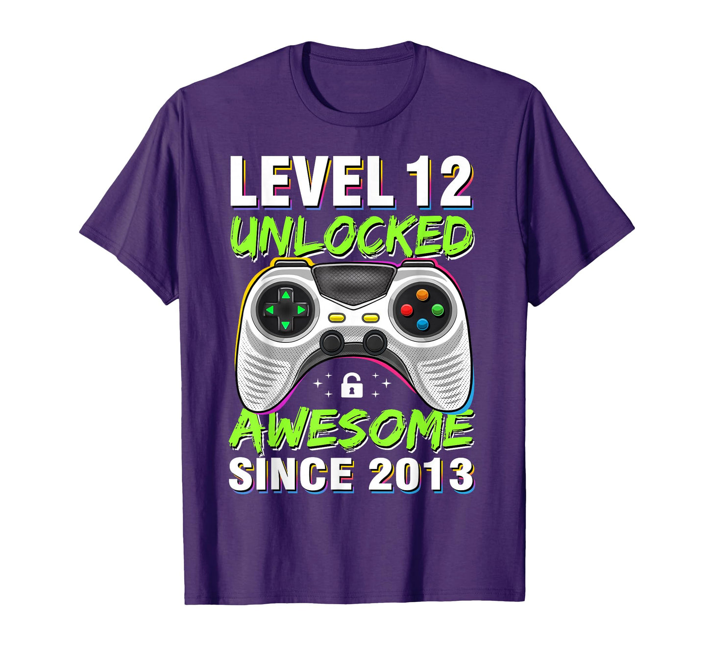 Level 12 Unlocked Awesome Since 2013 12th Birthday Gaming T-Shirt