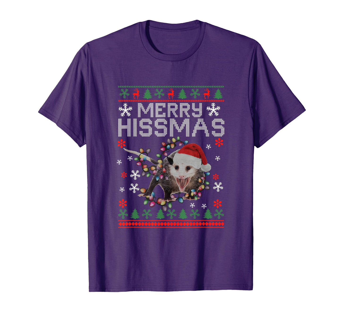 Funny Xmas Merry Hissmas Possum Lovers Opossum Christmas T-Shirt