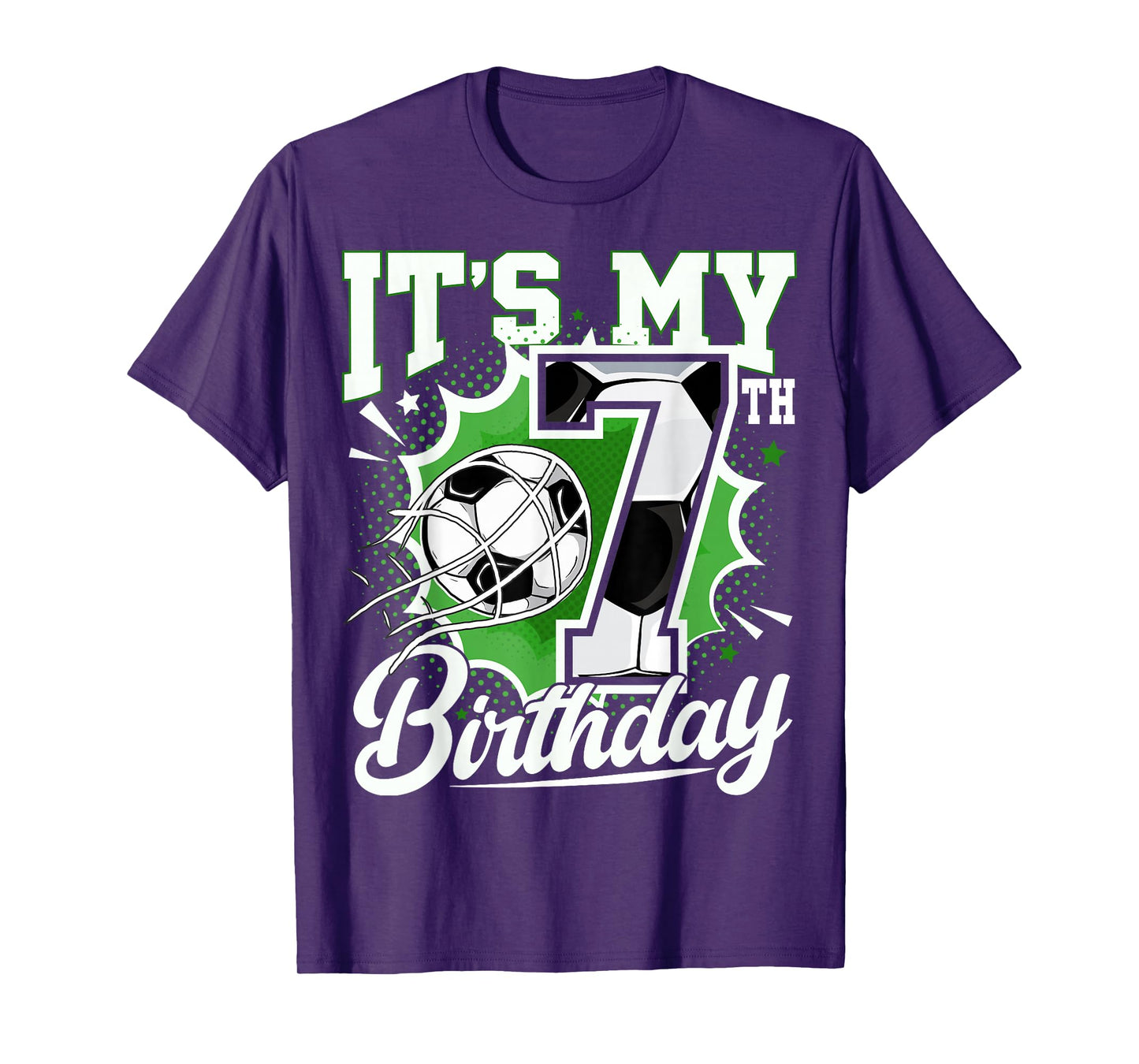 Kids 7 Year Old Birthday It's My 7th Birthday Soccer Ball T-Shirt