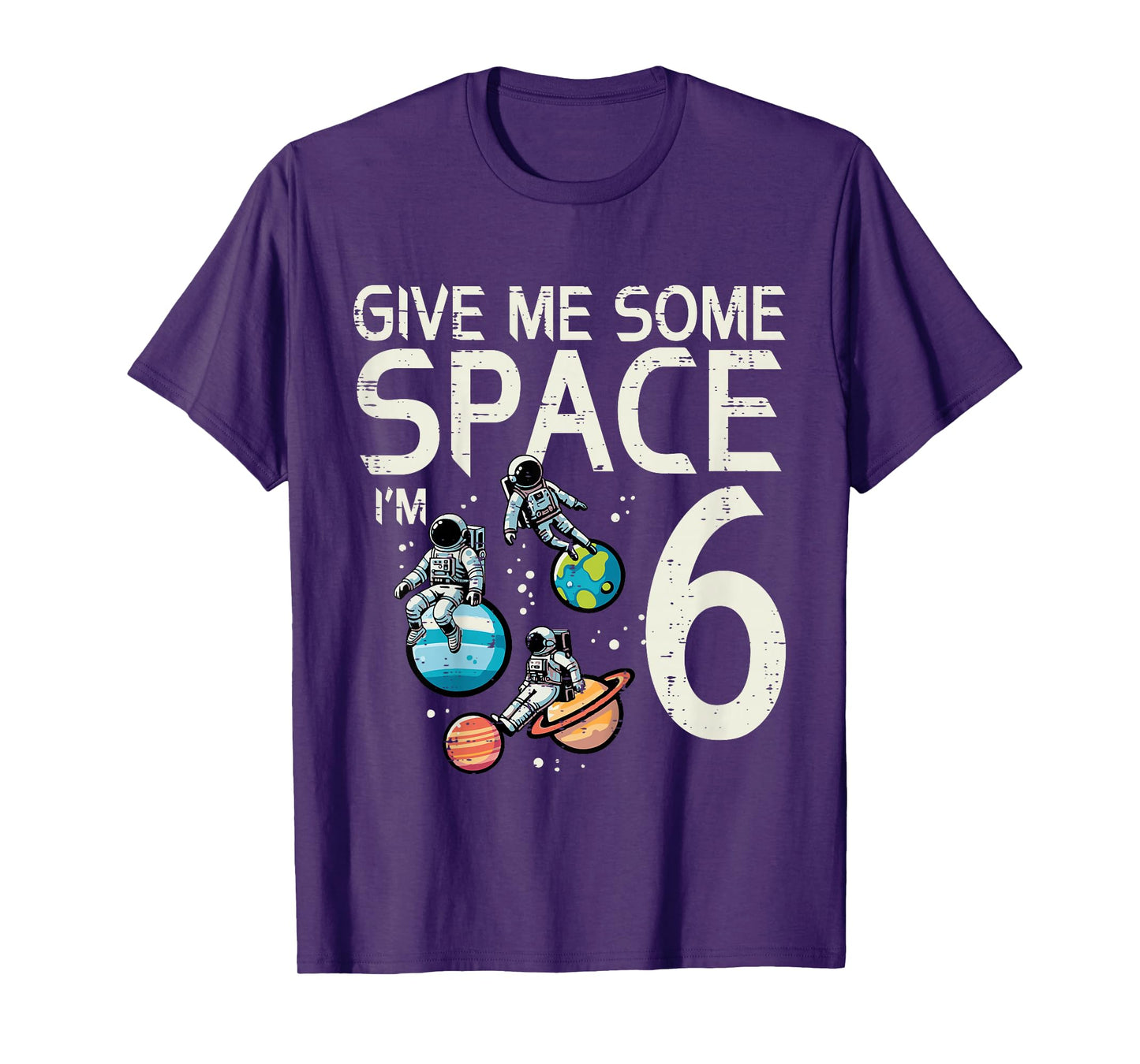 Kids 6th Birthday Astronaut Give Me Space 6 Year Old Bday Boys T-Shirt