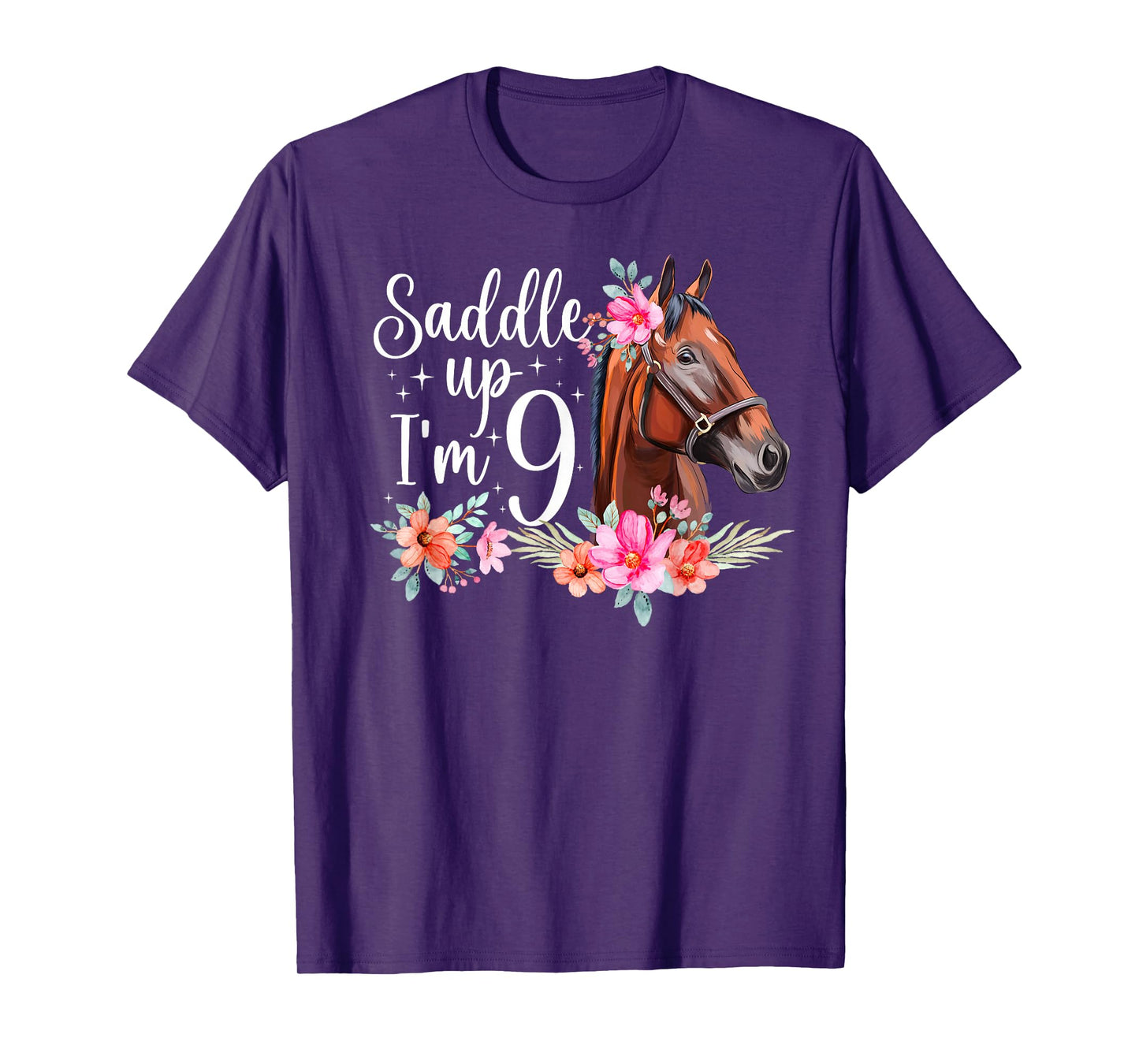 9th Horse Birthday Nine Year Old Girl Horses Birthday T-Shirt