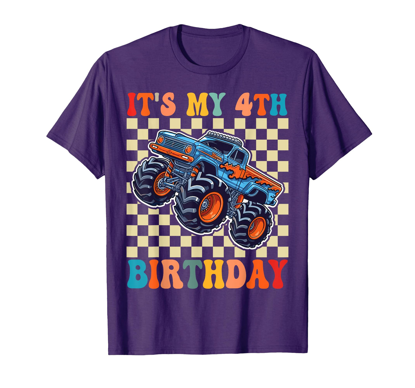 4 Years Old Boy Girl It's My 4th Birthday Boys Monster Truck T-Shirt