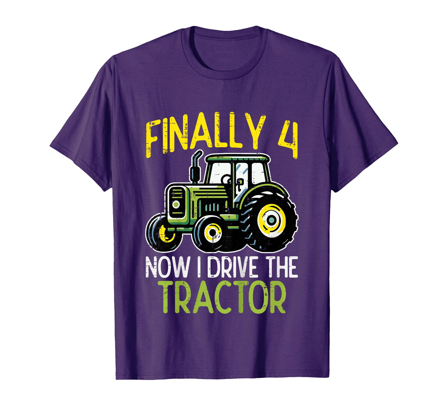 Kids Finally 4 Now I Drive Tractor 4th Birthday Farm Boys Kids T-Shirt