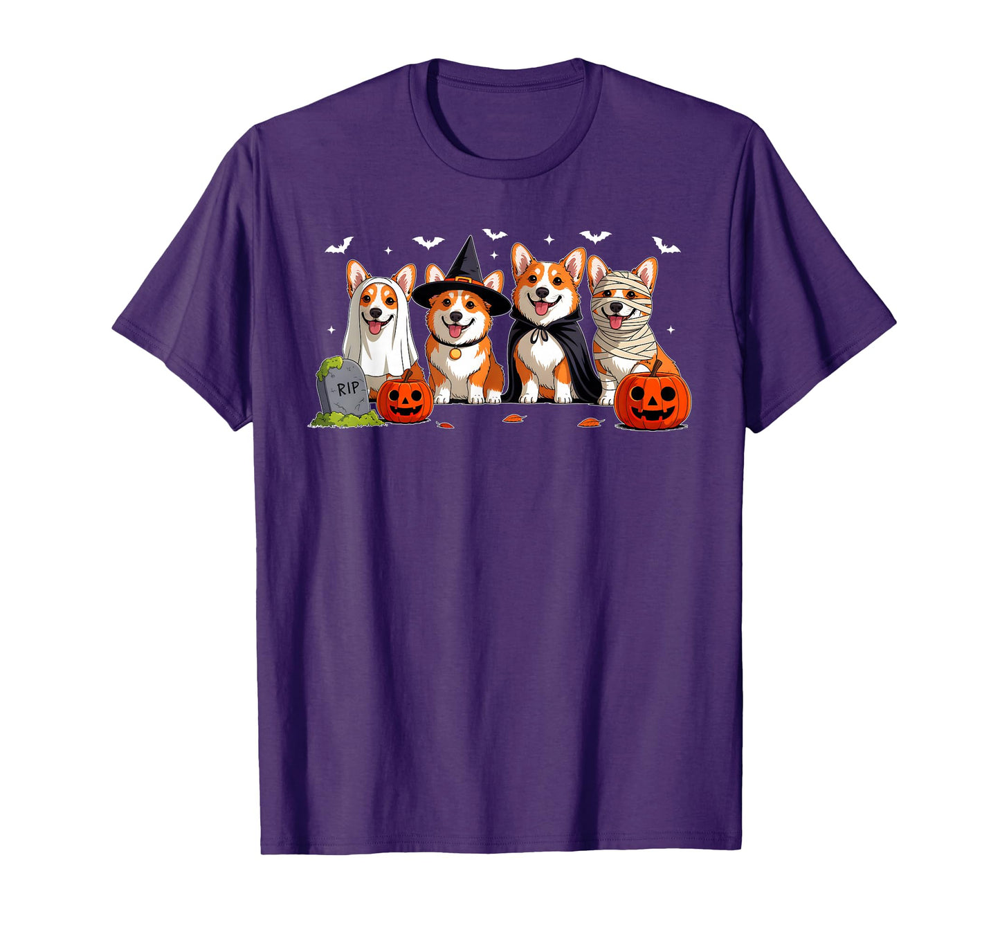 Corgi Dog Ghost Witch Mummy Pumpkin Halloween Spooky Season T-Shirt