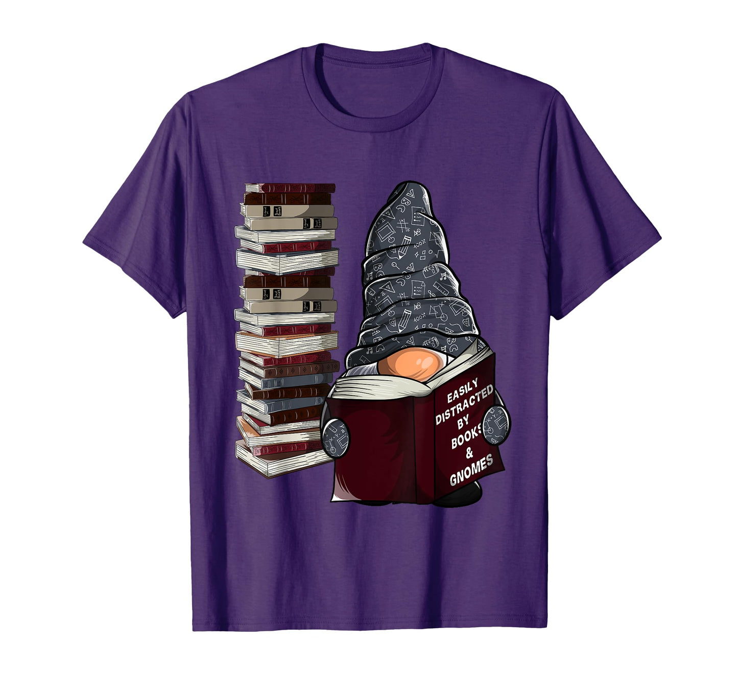 Easily distracted by books & gnomes, garden gnome book lover T-Shirt