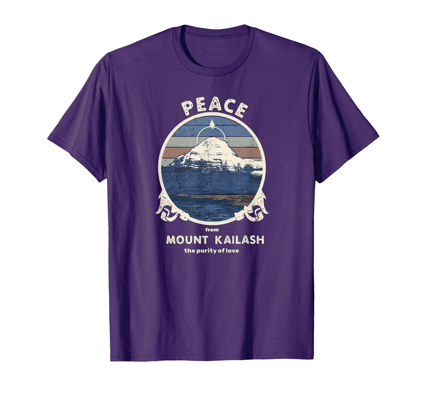 Mount Kailash Peace, Purity of Love Meditation Retro Print T-Shirt