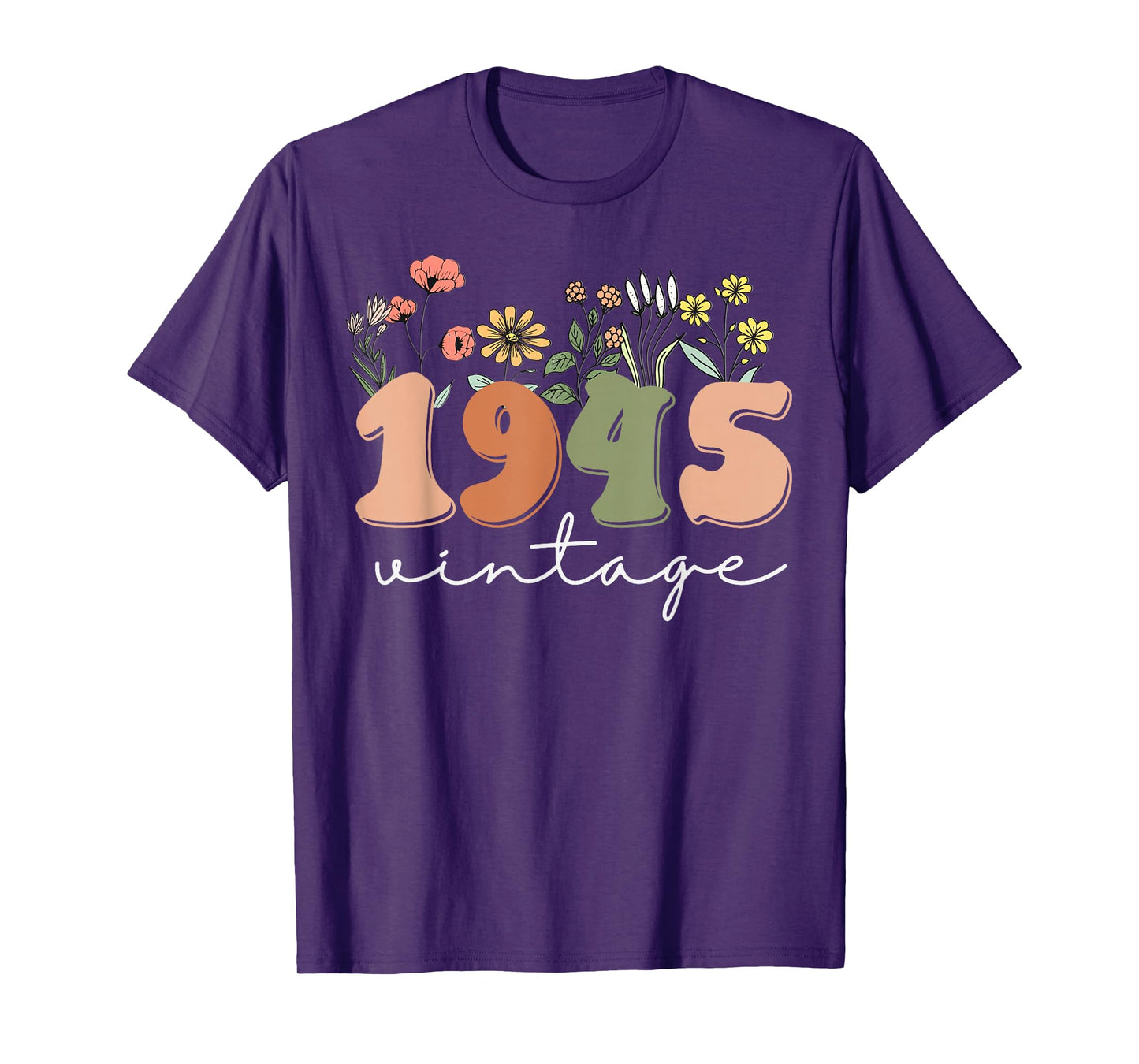 80 Years Old Vintage 1945 80th Birthday Tee Wildflower Women T-Shirt