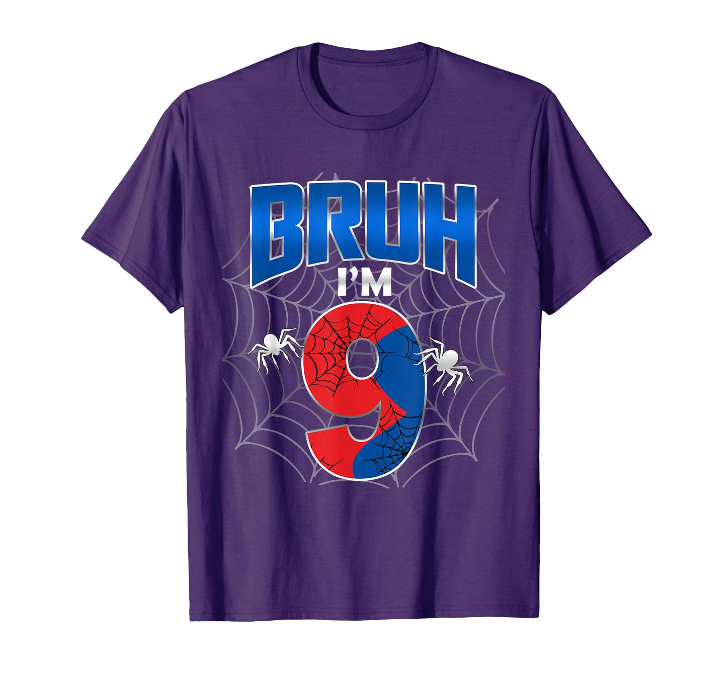 Bruh I'm 9 Year Old It's My 9th Birthday Boy Spider Web T-Shirt