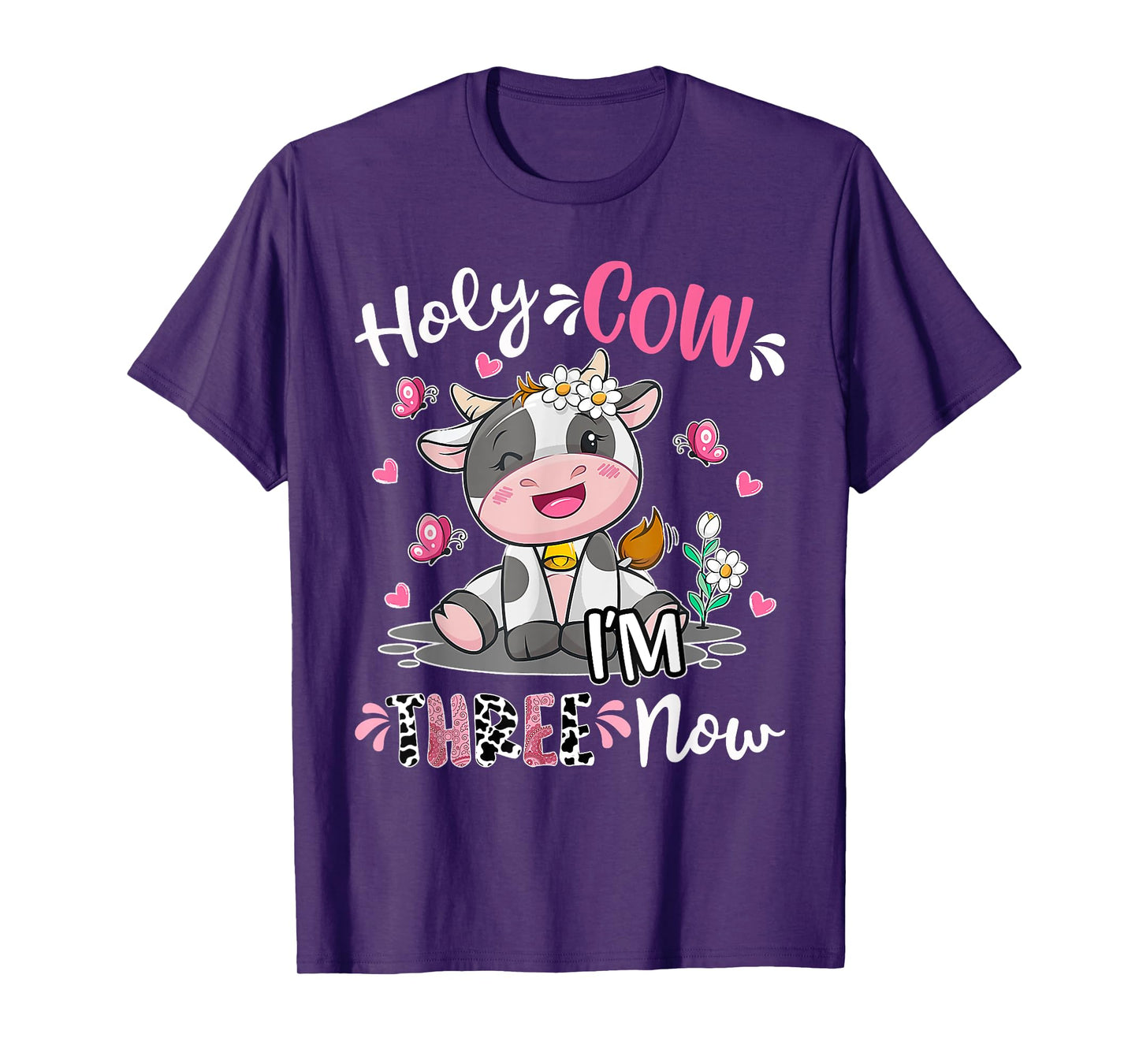 Kids Holy Cow I'm Three 3 Years Old 3rd Birthday Boy Girl T-Shirt