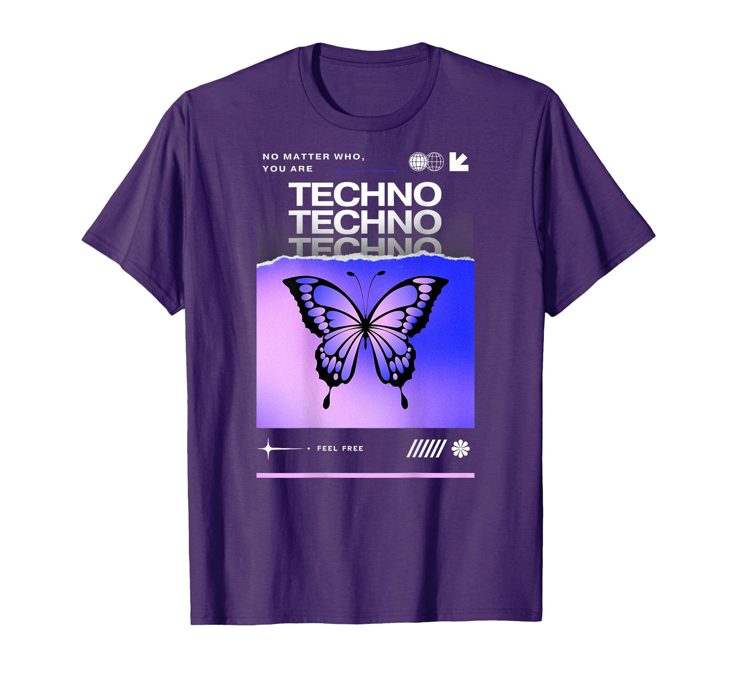 Techno Butterfly Rave Feel Freedom Trance Love Club T-Shirt