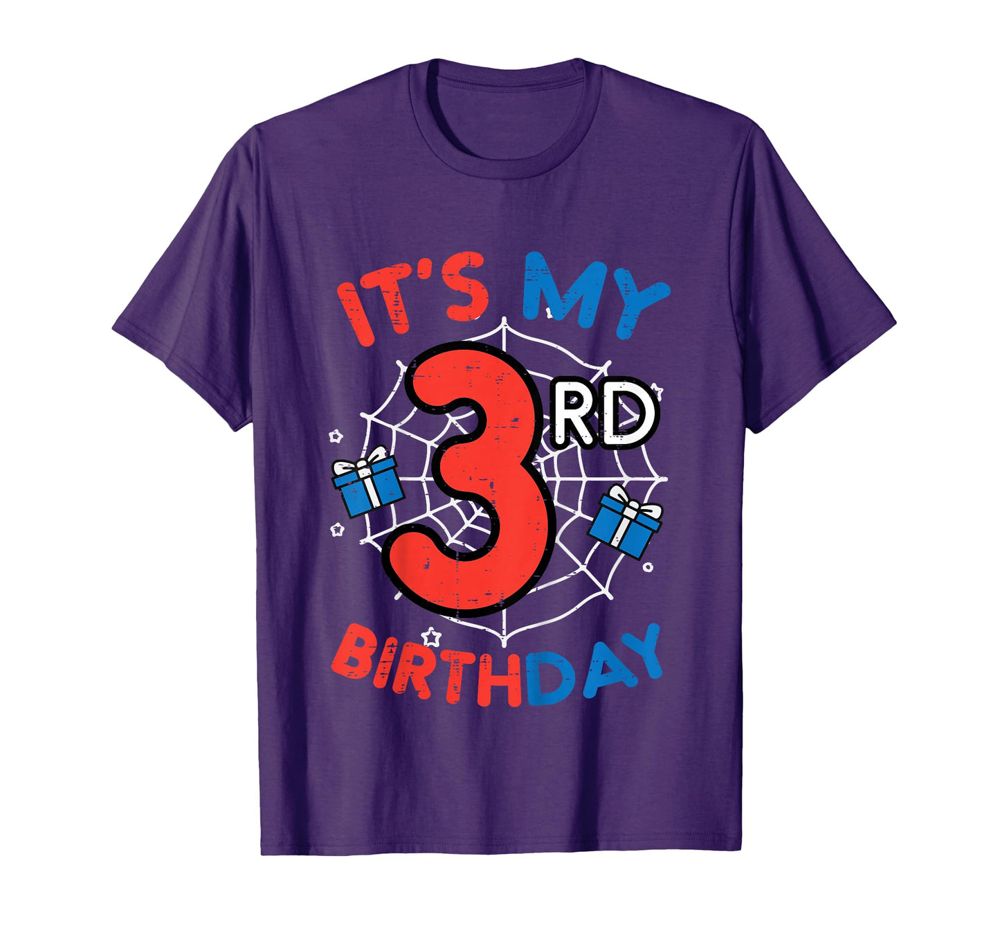 Its My 3rd Birthday Spider Web 3 Year Old Bday Boys Kids T-Shirt