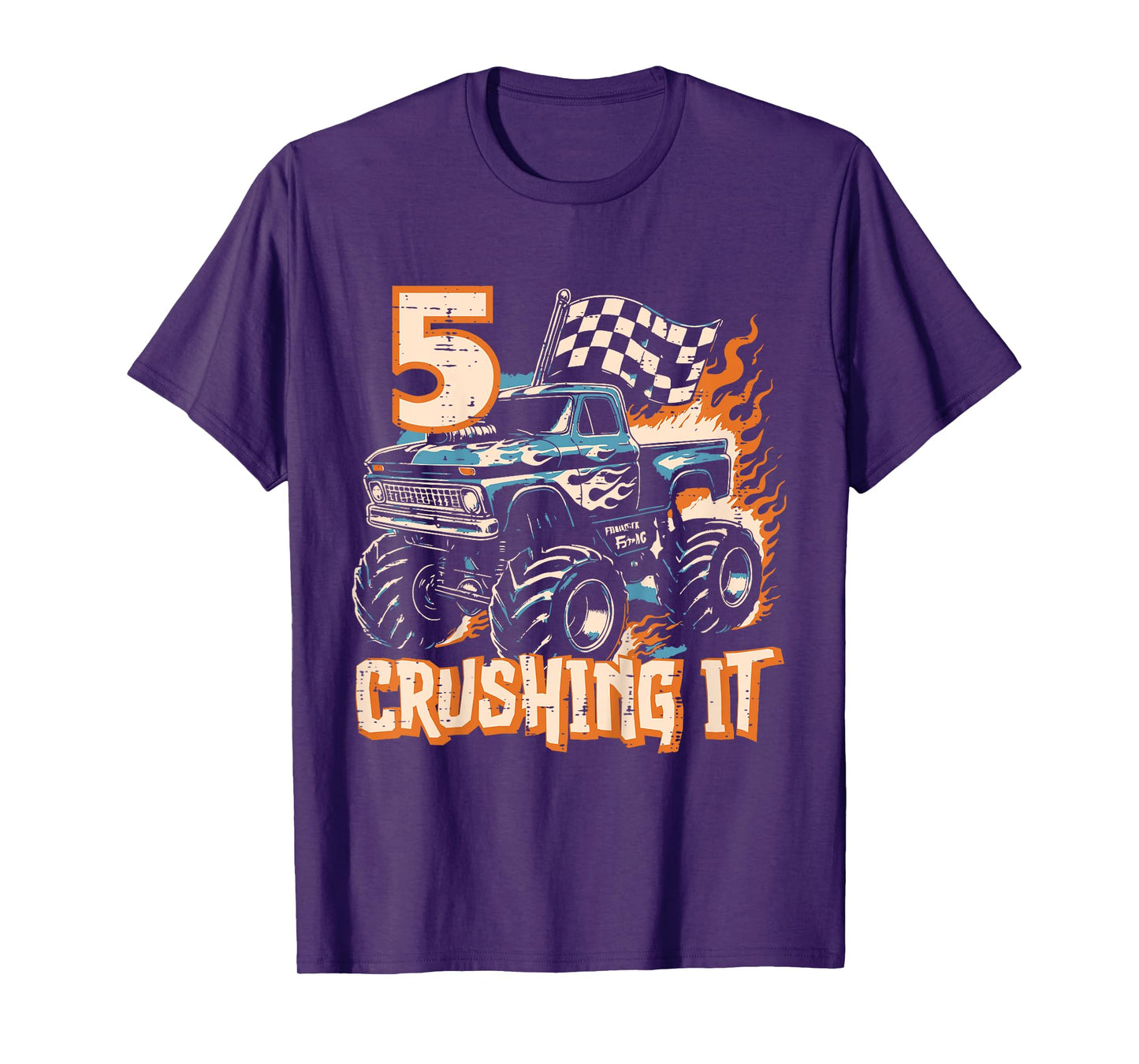 Kids 5 Crushing It Monster Truck Cool 5th Birthday Bday Boys Kids T-Shirt