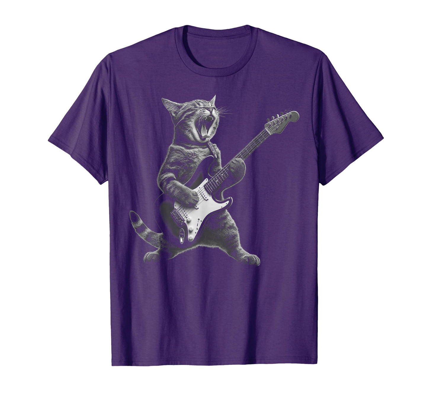 Funny Cat Playing Guitar Rock and Roll Gifts Men Women Kid T-Shirt