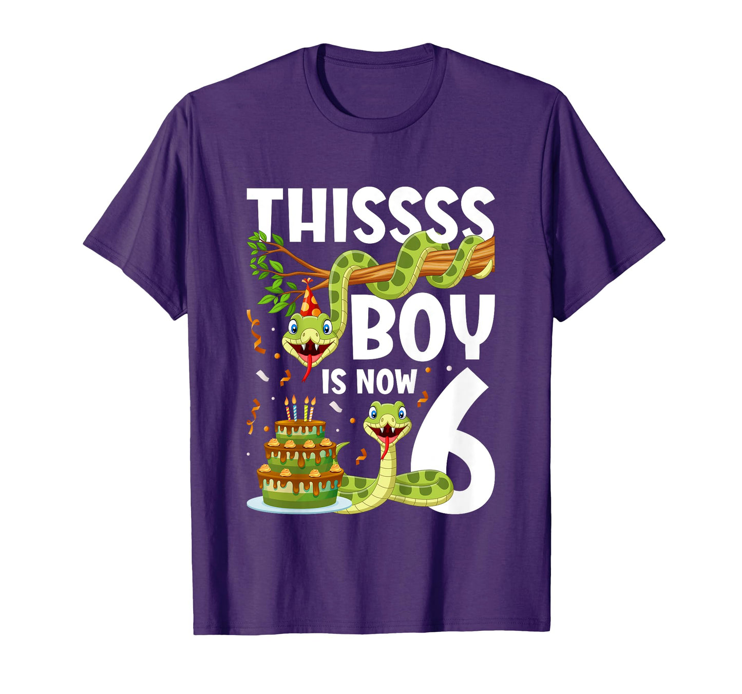 Kids 6th Reptile Birthday 6 Year Old Boy Snake Birthday Party T-Shirt