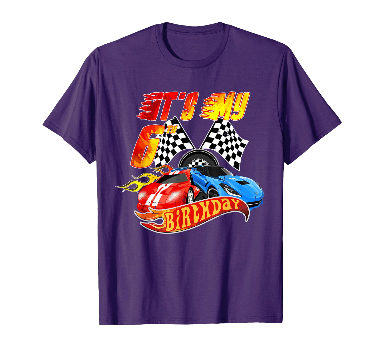 It's My 6th Birthday Kid 6 Year Old Race Car Birthday Racing T-Shirt