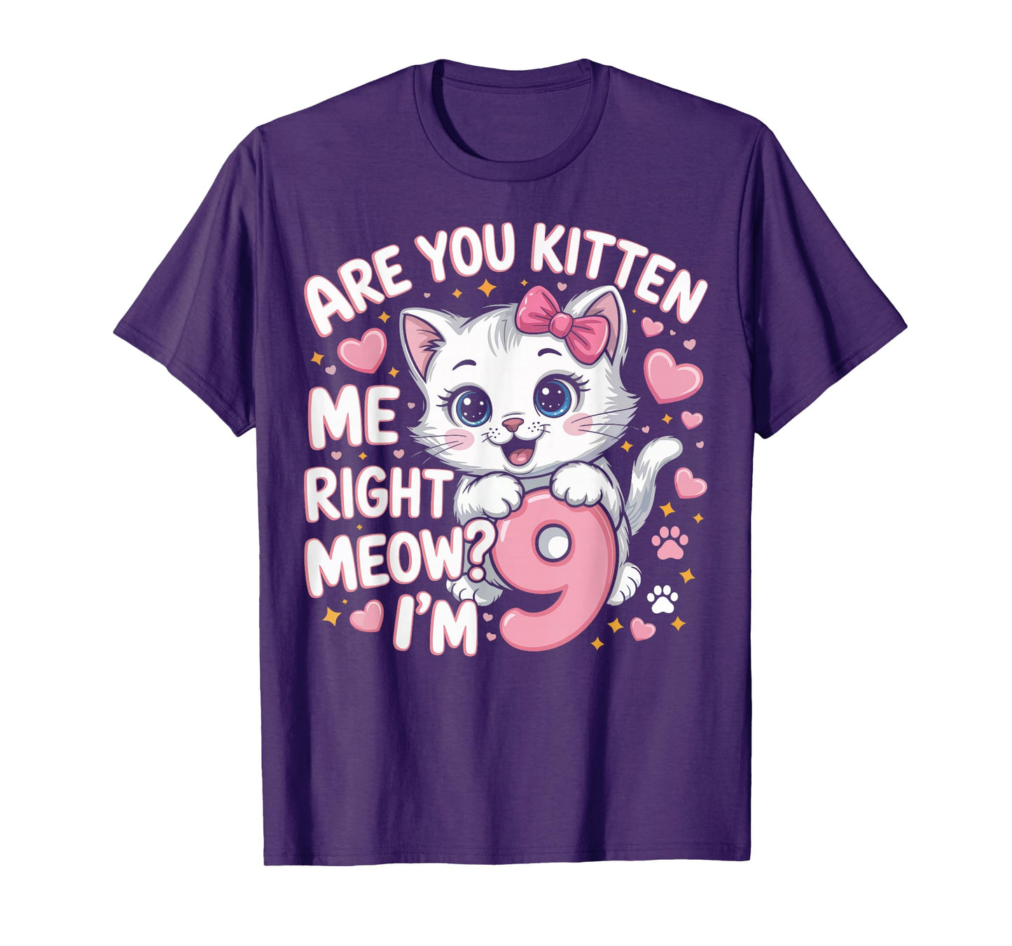 9 Year Old Girl Birthday Cat Kitten 9th Bday Girls T-Shirt